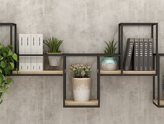 Modern Wall Shelf Wall Decorations Plant Bookshelf 3d model