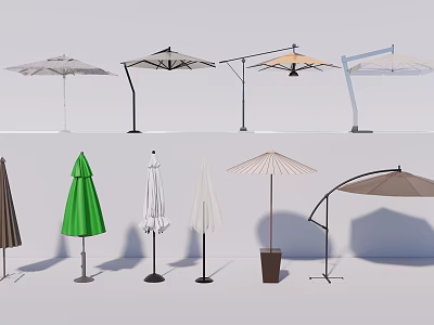 Various Outdoor Sunshades With Different Styles And Colors For Garden Use 3d model