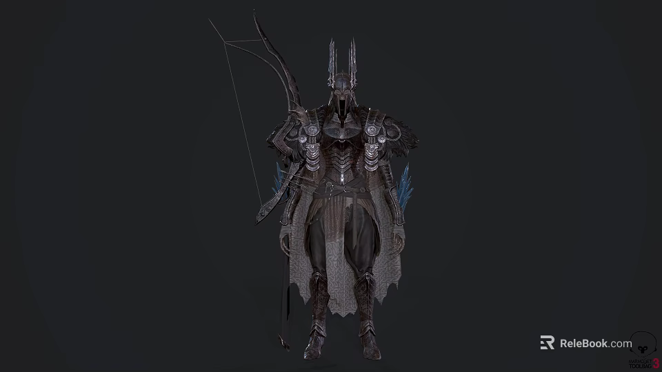 Armored Warrior Character with Mythical Wolf Creature in Dark Armor 3d model