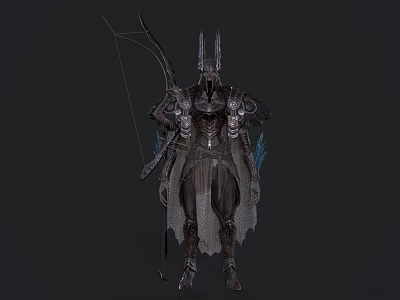Armored Warrior Character with Mythical Wolf Creature in Dark Armor 3d model