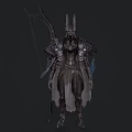 Armored Warrior Character with Mythical Wolf Creature in Dark Armor 3d model