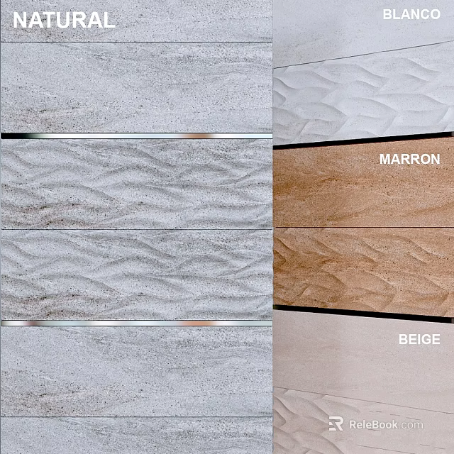 Decorative Wall Tiles Components With Marron Beige Colors And Wave Embossed Patterns 3d model