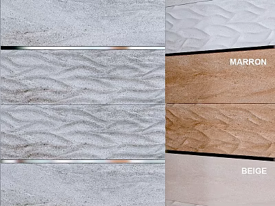 Decorative Wall Tiles Components With Marron Beige Colors And Wave Embossed Patterns 3d model