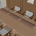 Modern Dining Room Pendant Lights With Long Brown Metal Shades And Wooden Table Chairs