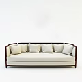 Contemporary Light Beige Multi Person Sofa With Wooden Frame And Multiple Soft Cushions 3d model