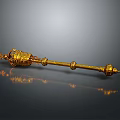 Ornate Golden Decorative Rod With Intricate Carvings And Shiny Metal Surface