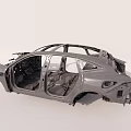 Car Body Frame Structure With Metal Components And Open Door Design 3d model