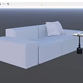 Modern White Two Seater Sofa With Decorative Pillows And Side Table 3d model