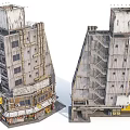Aged Multi Story Urban City Buildings With Industrial Style External Stairs And Weathered Walls