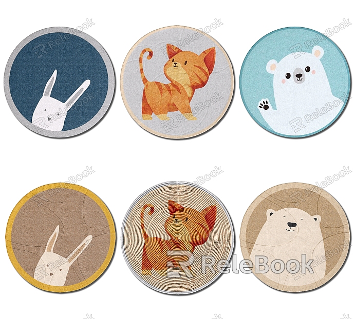 Modern Round Carpet Cartoon Animal Round Carpet model