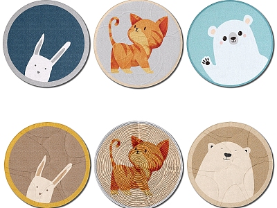 Modern Round Carpet Cartoon Animal Round Carpet model