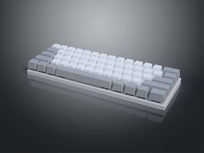 Modern Gray And White Computer Keyboard With Sleek Design And Responsive Keys 3d model