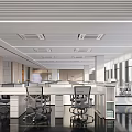 Modern Public Office Space Featuring Open Design Wooden Walls Glass Partitions And Black Floor Tiles