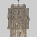 Natural Woven Chandeliers With Tassels And Beads For Bohemian Interior Design