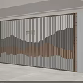 Modern Feature Wall With Bamboo Strip Structure Landscape Pattern And Golden Characters 3d model