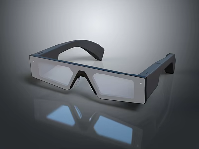 Black Smart Glasses With Transparent Lenses 3D Rendered Gray Background Reflective Surface 3d model