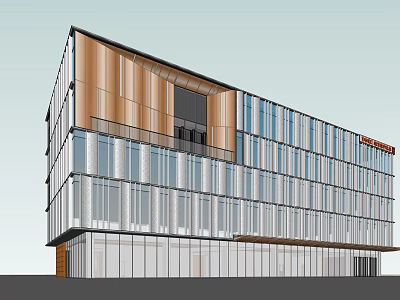 Modern Sales Office Building With Glass Curtain Walls And Contemporary Facade 3d model