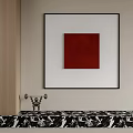 Photo Wall Featuring Red Square Painting With Black Frame On White Background Light Colored Wall 3d model