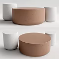 Brown Round Coffee Table With Speckled Surface And White Cylindrical Accents 3d model