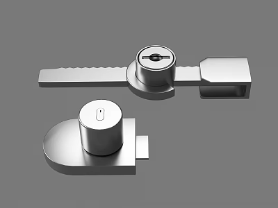 Modern Metal Door Handle With Lock Cylinder And Sleek Keyhole Design 3d model