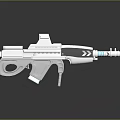 Futuristic Sci Fi Gun With White Gray Body Blue Accents And Modern Design