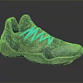 Stylish Blue Sneakers With Turquoise Laces And Colorful Speckles On Purple Sole