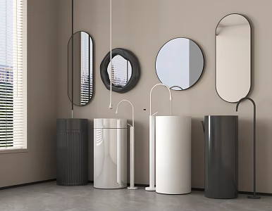 Wash-washing station Wash-washing station Pillar basin Mirror 3d model