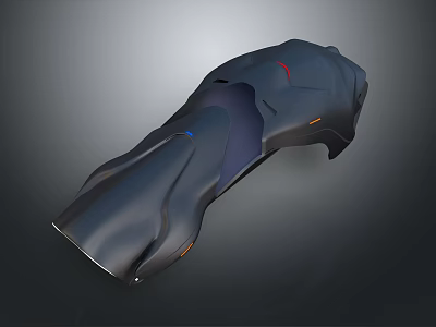 Futuristic Black Sleek Tech Device Shell With Blue And Orange Accents 3d model