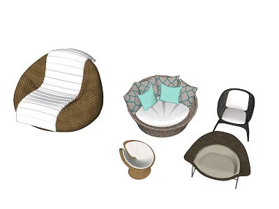 Wicker Outdoor Sofa Collection With Cushions And Various Designs For Patio Use 3d model