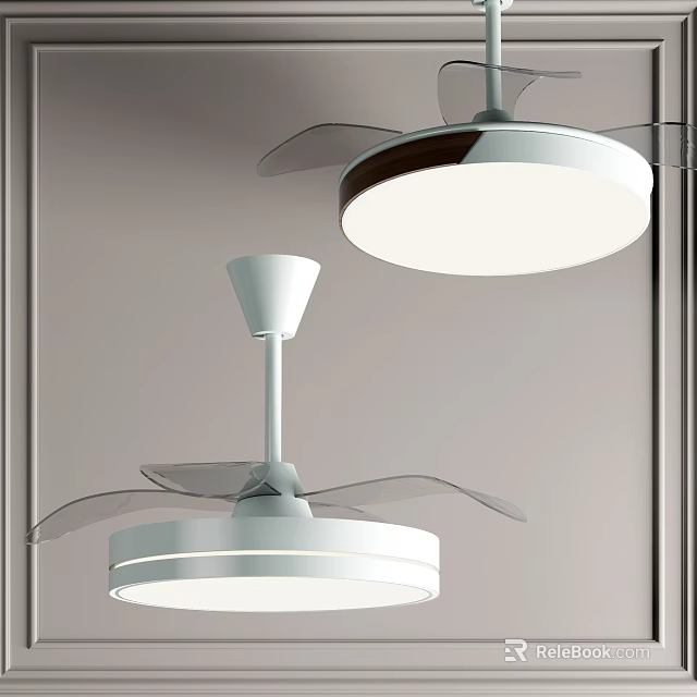 Modern Ceiling Air Cooler Fans with Integrated LED Light and White Design 3d model 