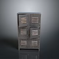 Vintage Metal Locker With Six Doors And Industrial Ventilation Slots Design