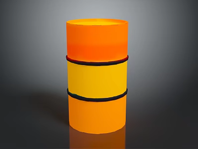 Orange Cylindrical Object With Yellow Stripe And Black Bands On Dark Background 3d model