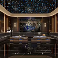 Luxury Modern KTV Interior With Starry Ceiling Art Mural And Sofas 3d model