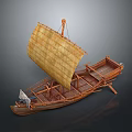 Traditional Wooden Sailing Boat Model With Bamboo Sail And Intricate Hull Structure
