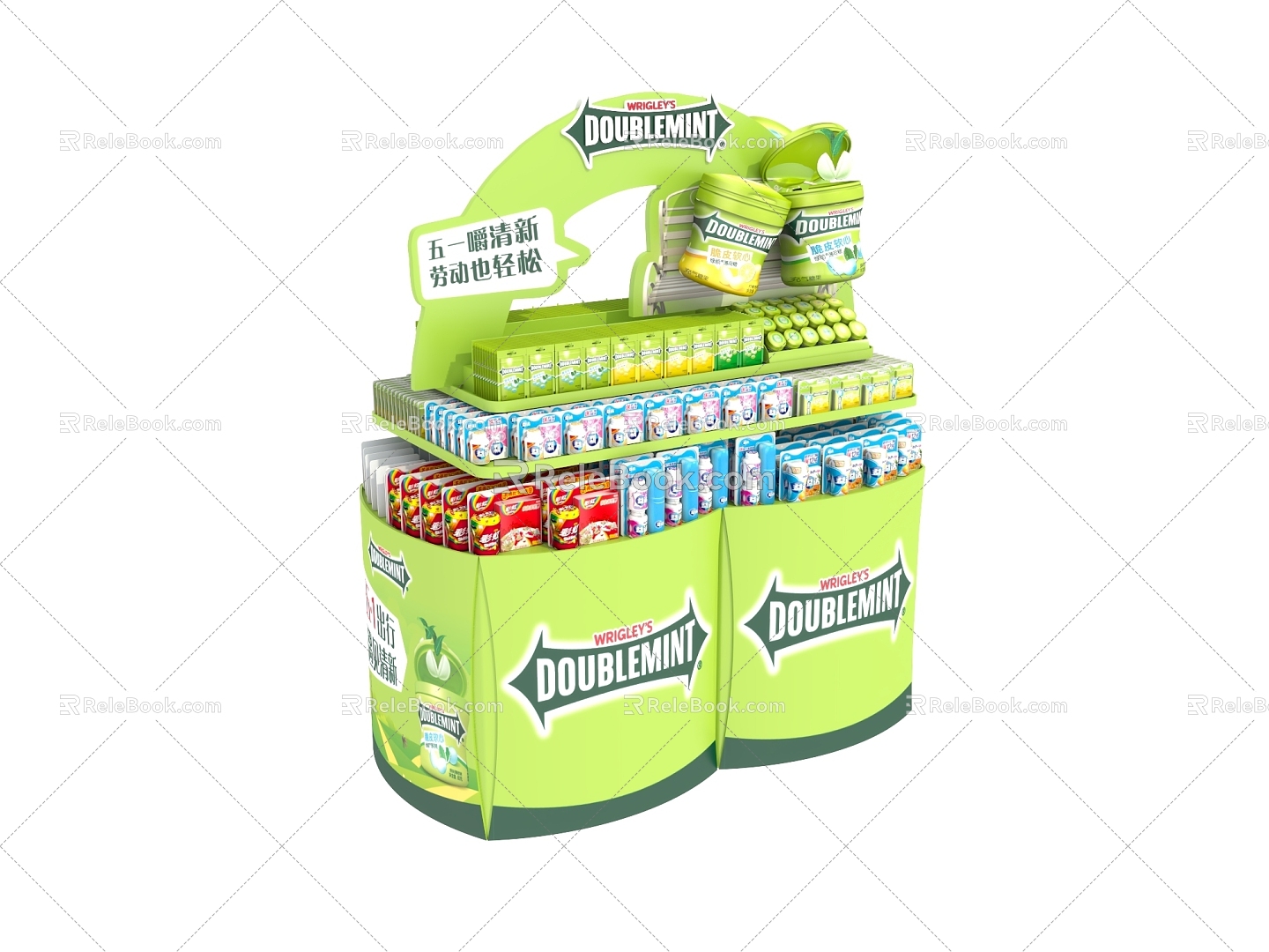 Green Arrow Supermarket Stacked Chewing Gum Stacks POSM Green Arrow Products Store Display 3d model