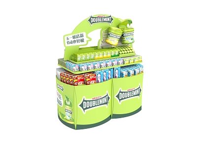 Green Arrow Supermarket Stacked Chewing Gum Stacks POSM Green Arrow Products Store Display 3d model