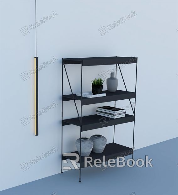 Modern Bookshelf Bookshelf with Wall Lamp model