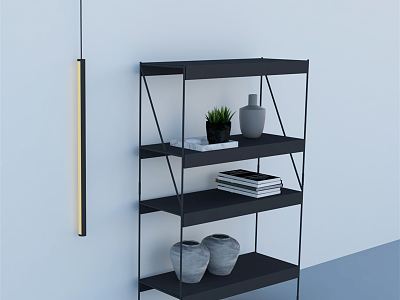 Modern Bookshelf with Wall Lamp model