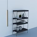 Modern Bookshelf with Wall Lamp 3d model