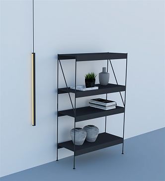 Modern Bookshelf with Wall Lamp 3d model