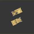 Two Yellow Tank Models With Open Hatches And Tracks On Dark Background 3d model