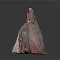 Vintage Pink And White Court Gown With Lace Trim Fluffy Skirt And Exquisite Details