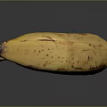 Ripe Yellow Banana with Brown Spots Isolated on Dark Background Close Up View