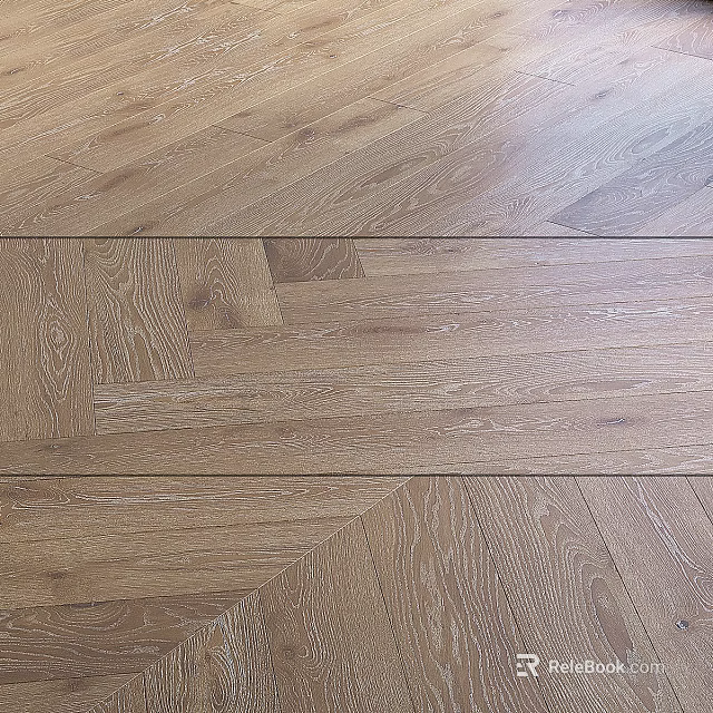 Light Brown Hardwood Flooring With Herringbone Pattern And Natural Texture 3d model 