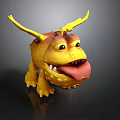 Cute Yellow Dragon Figurine With Red Body Big Eyes And Sticking Tongue
