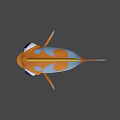 Cute Orange Cartoon Fish With Big Eyes On Blue Background