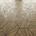 Detailed Wooden Floor with Symmetrical Geometric Patterns and Inlaid Lines Texture Design