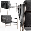 Modern Leisure Chair with Metal Frame Black Gray Fabric Upholstery and Padded Seat