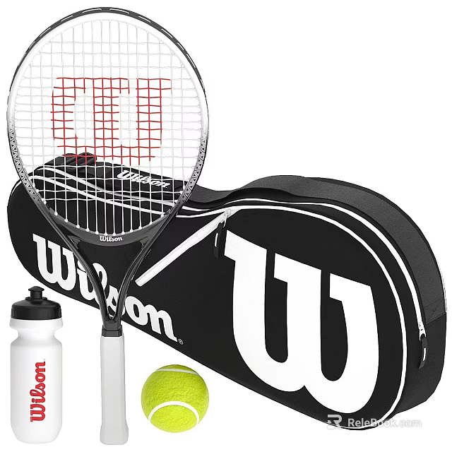 Wilson Tennis Racket With Sports Bag Water Bottle And Tennis Ball Sports Equipment 3d model 