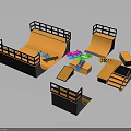 Children Fun Mini Skate Park With Ramp Railings And Colorful Toys